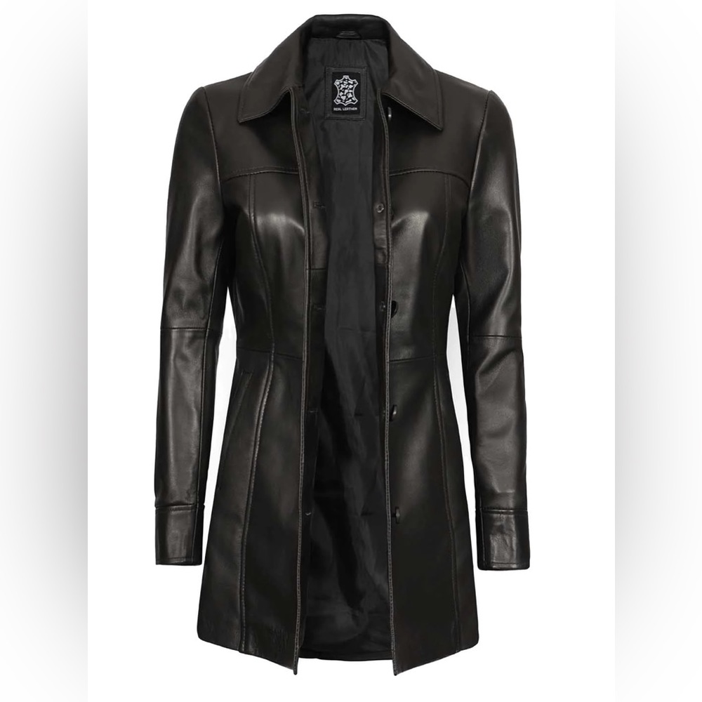 🦐 Kandis Women Black Leather Coat